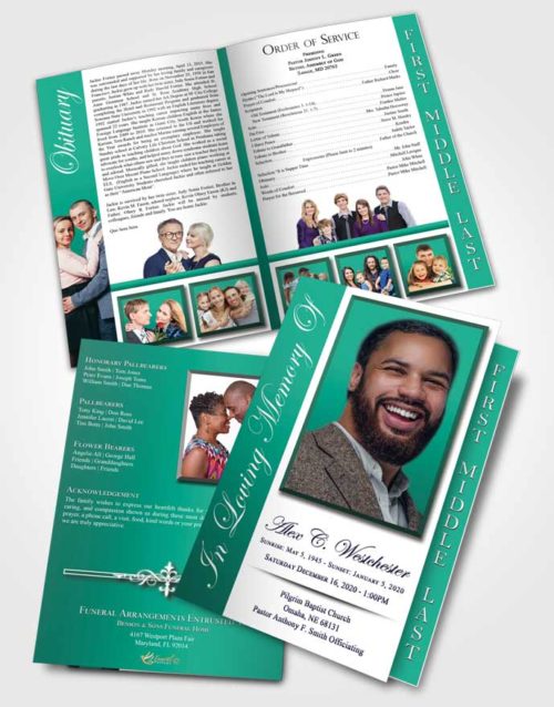 2 Page Graduated Step Fold Funeral Program Template Brochure Simple Radiance