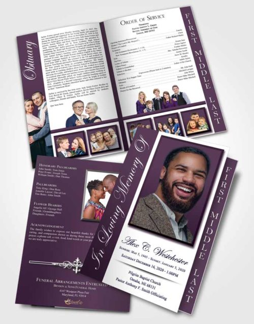 2 Page Graduated Step Fold Funeral Program Template Brochure Soft Radiance