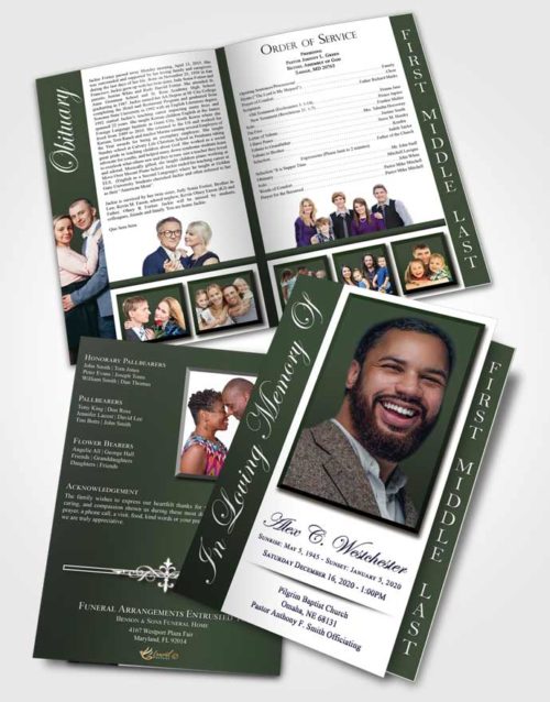 2 Page Graduated Step Fold Funeral Program Template Brochure Spring Radiance