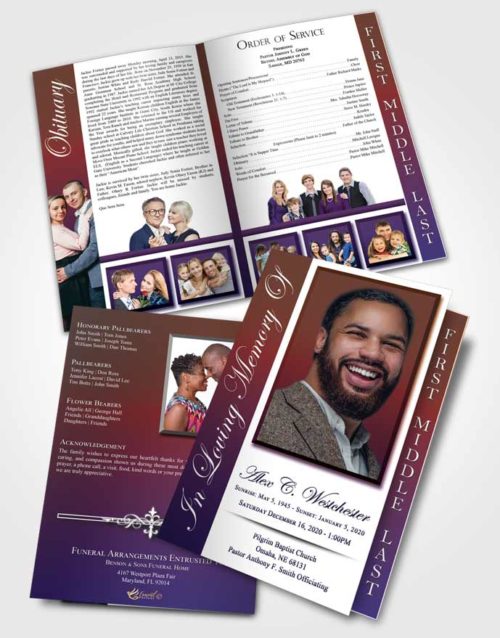 2 Page Graduated Step Fold Funeral Program Template Brochure Steady Radiance