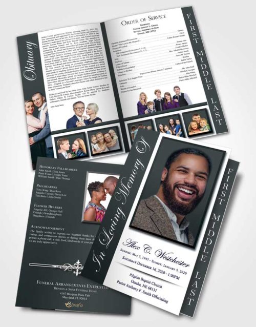 2 Page Graduated Step Fold Funeral Program Template Brochure Tasteful Radiance