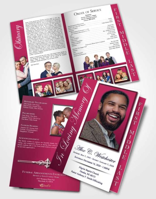 2 Page Graduated Step Fold Funeral Program Template Brochure Wholesome Radiance