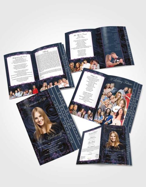 4 Page Graduated Step Fold Obituary Template Brochure Brilliant Afternoon Royal Rose