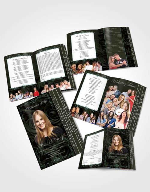 4 Page Graduated Step Fold Obituary Template Brochure Noble Afternoon Royal Rose