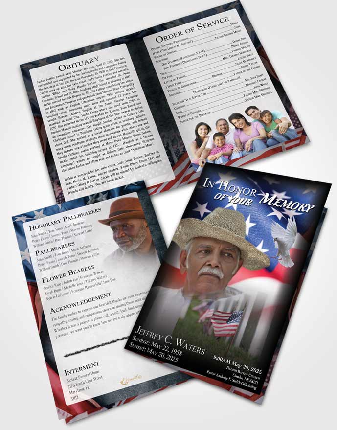 Bifold Order Of Service Obituary Template Brochure Afternoon American Dream