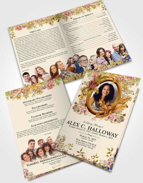 Bifold Order Of Service Obituary Template Brochure Beautiful Afternoon Succulents