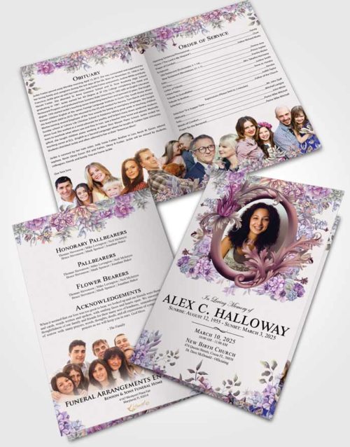 Bifold Order Of Service Obituary Template Brochure Brilliant Afternoon Succulents