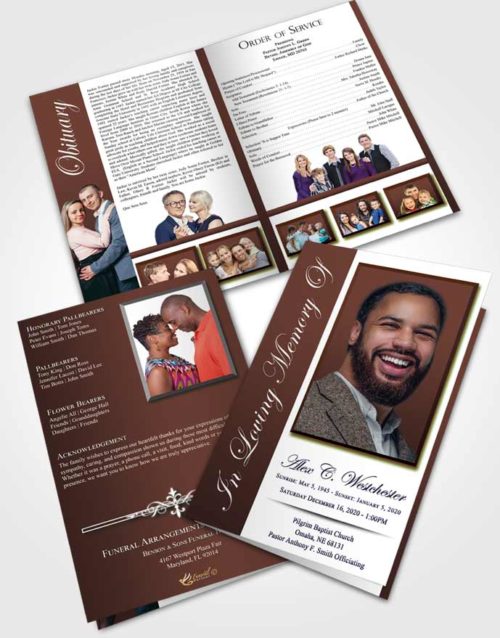 Bifold Order Of Service Obituary Template Brochure Composed Radiance