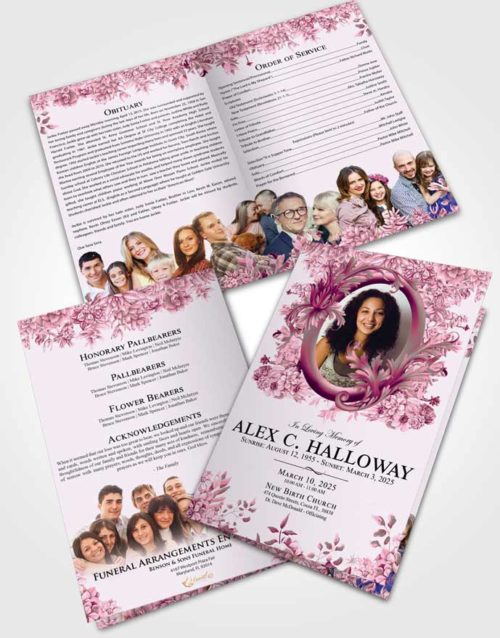Bifold Order Of Service Obituary Template Brochure Divine Afternoon Succulents