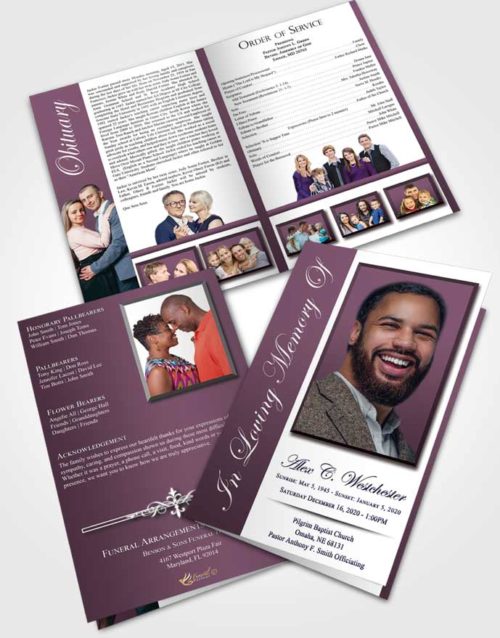 Bifold Order Of Service Obituary Template Brochure Evening Radiance