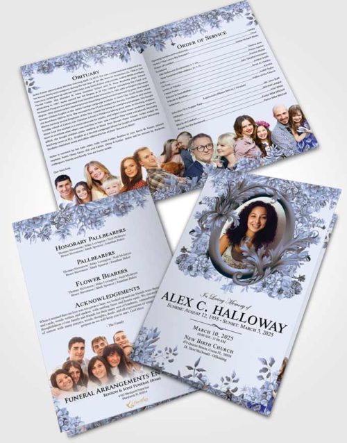Bifold Order Of Service Obituary Template Brochure Exclusive Afternoon Succulents