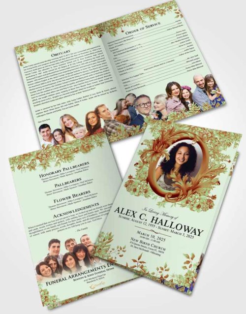 Bifold Order Of Service Obituary Template Brochure Generous Afternoon Succulents