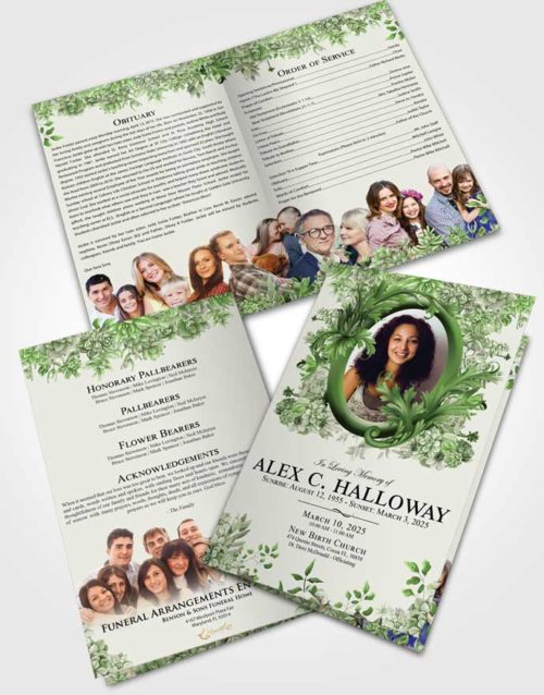 Bifold Order Of Service Obituary Template Brochure Loving Afternoon Succulents
