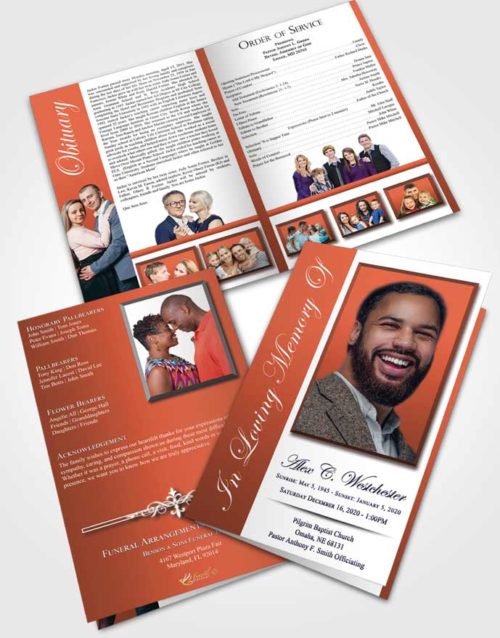 Bifold Order Of Service Obituary Template Brochure Polite Radiance