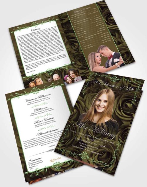 Bifold Order Of Service Obituary Template Brochure Respectful Afternoon Royal Rose
