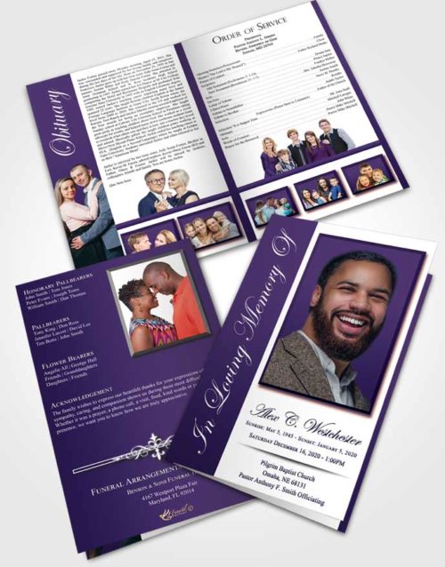 Bifold Order Of Service Obituary Template Brochure Smooth Radiance