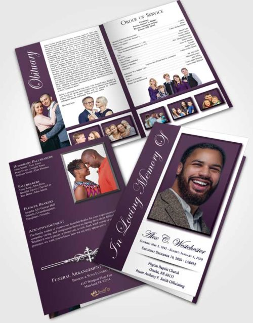 Bifold Order Of Service Obituary Template Brochure Soft Radiance