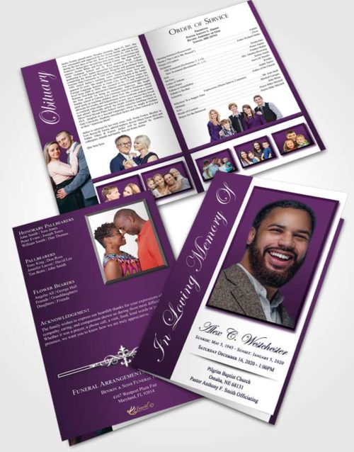 Bifold Order Of Service Obituary Template Brochure Soothing Radiance
