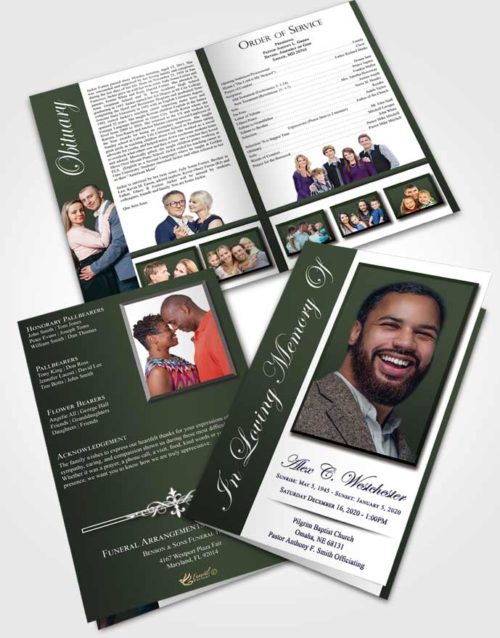 Bifold Order Of Service Obituary Template Brochure Spring Radiance