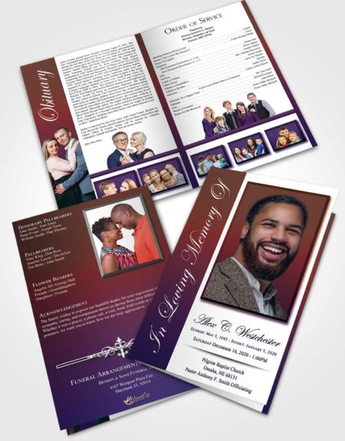 Bifold Order Of Service Obituary Template Brochure Steady Radiance