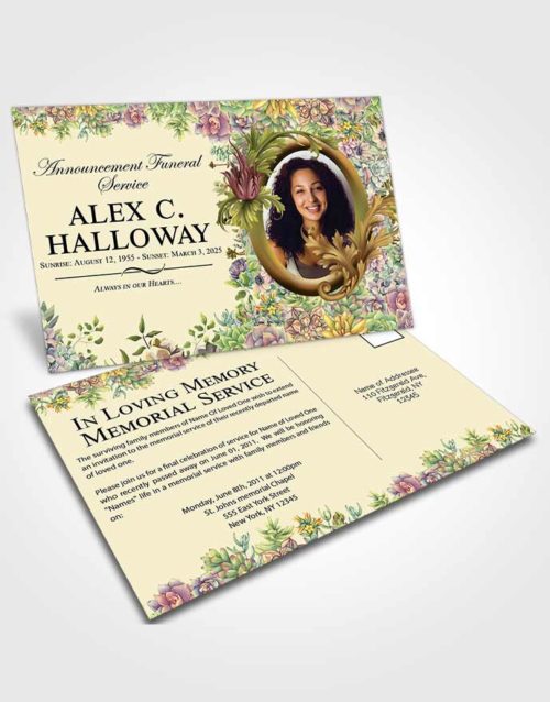 Funeral Announcement Card Template Affectionate Afternoon Succulents