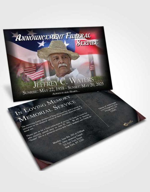 Funeral Announcement Card Template Afternoon American Dream