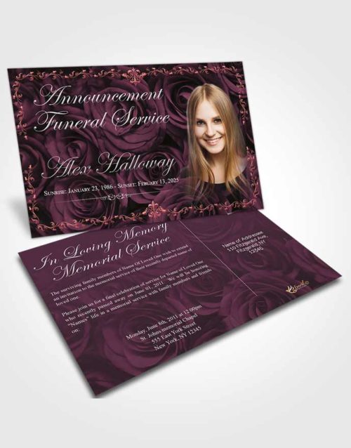 Funeral Announcement Card Template Ambient Afternoon Royal Rose