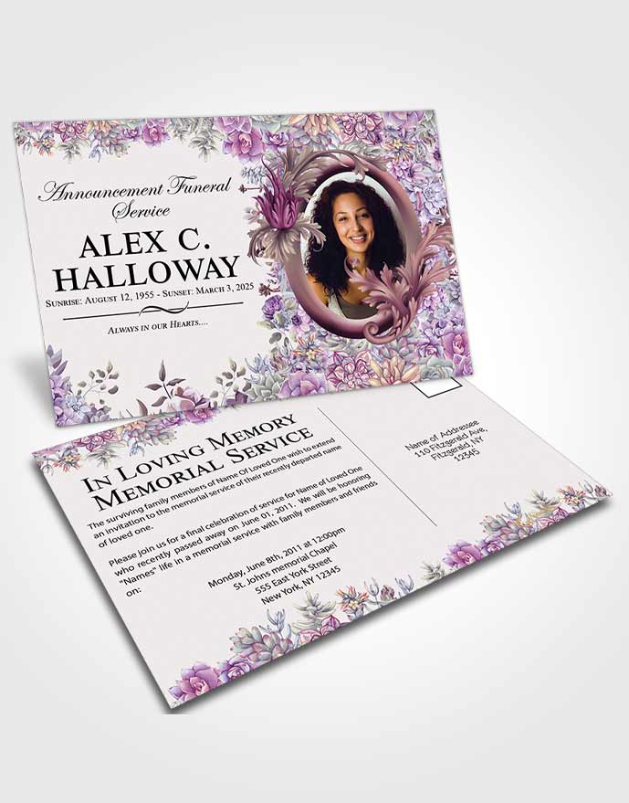 Funeral Announcement Card Template Brilliant Afternoon Succulents