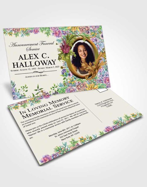 Funeral Announcement Card Template Calm Afternoon Succulents