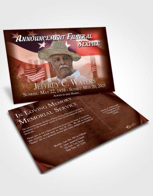 Funeral Announcement Card Template Calm American Dream