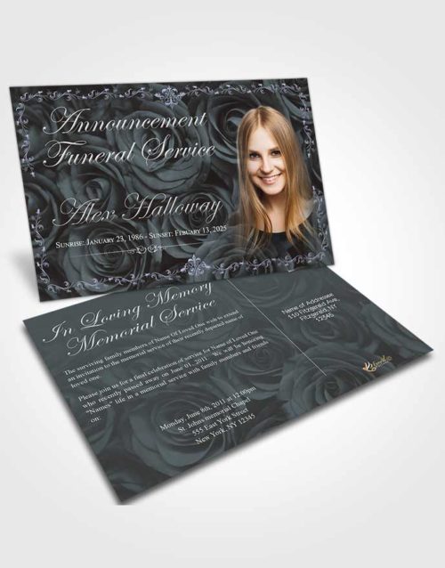 Funeral Announcement Card Template Collected Afternoon Royal Rose