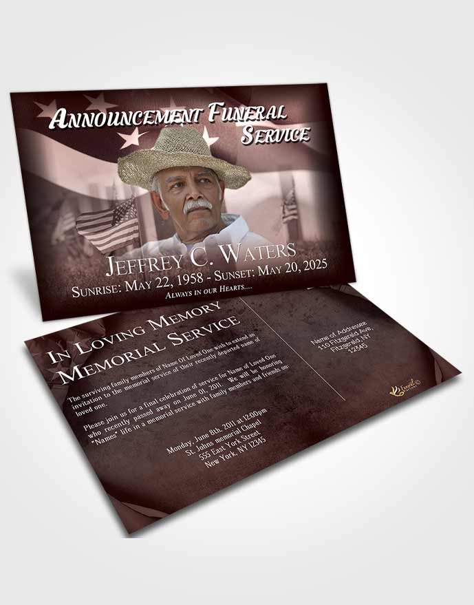 Funeral Announcement Card Template Cool American Dream
