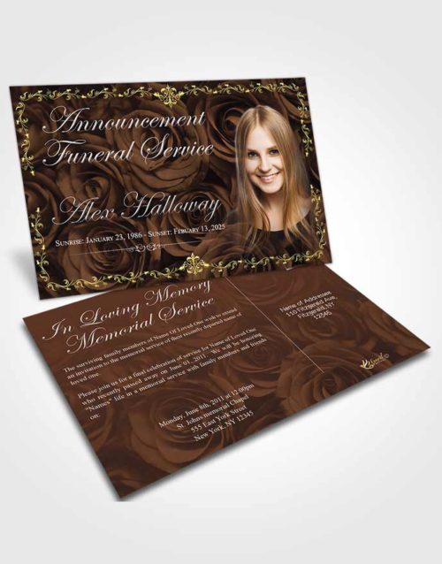 Funeral Announcement Card Template Dazzling Afternoon Royal Rose