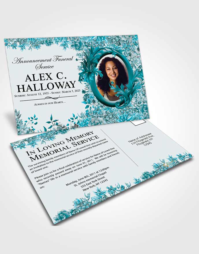 Funeral Announcement Card Template Dazzling Afternoon Succulents