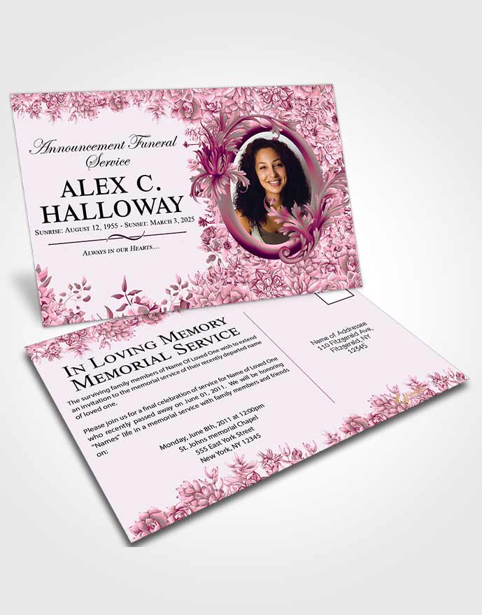 Funeral Announcement Card Template Divine Afternoon Succulents
