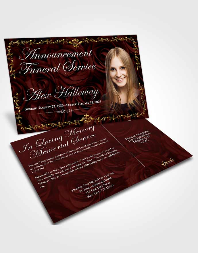 Funeral Announcement Card Template Early Afternoon Royal Rose