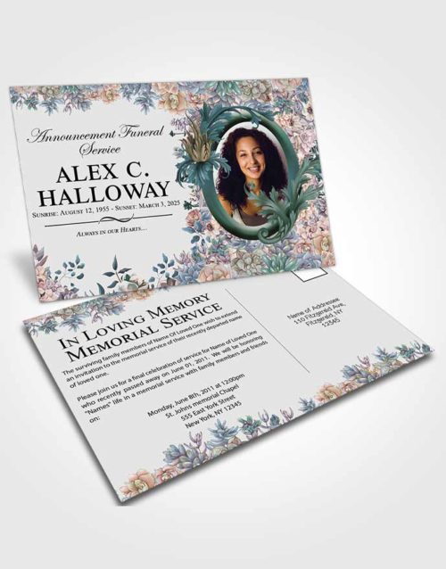 Funeral Announcement Card Template Elegant Afternoon Succulents