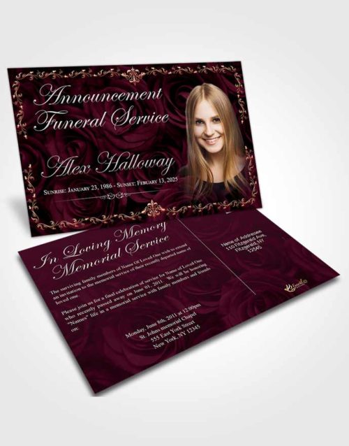 Funeral Announcement Card Template Gentle Afternoon Royal Rose