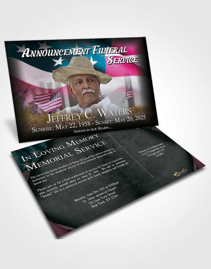 Funeral Announcement Card Template Gentle American Dream