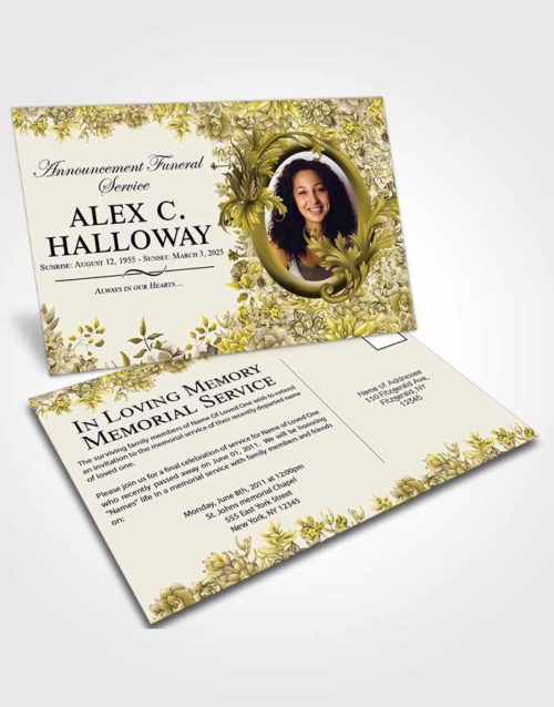 Funeral Announcement Card Template Harmonious Afternoon Succulents