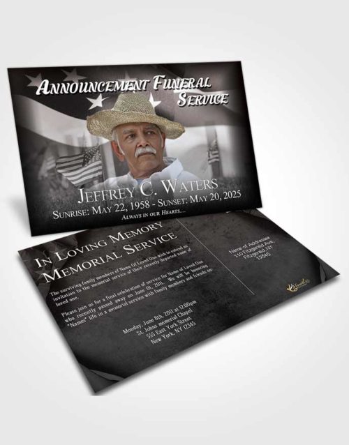 Funeral Announcement Card Template Majestic American Dream