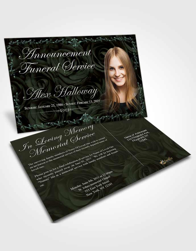 Funeral Announcement Card Template Noble Afternoon Royal Rose