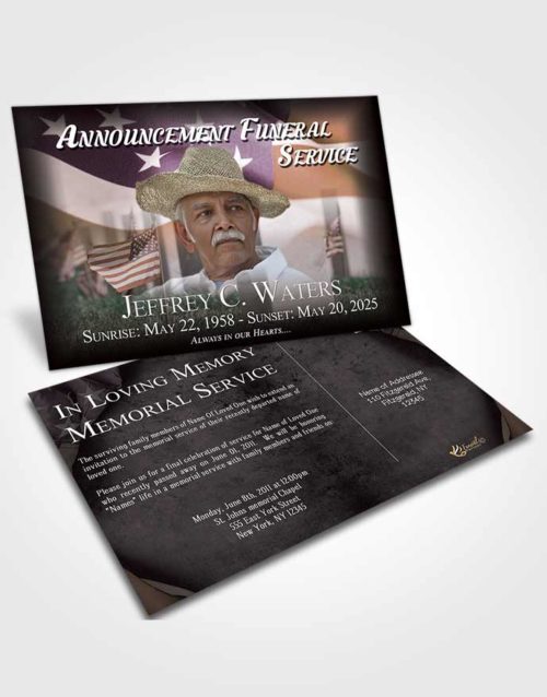 Funeral Announcement Card Template Noble American Dream