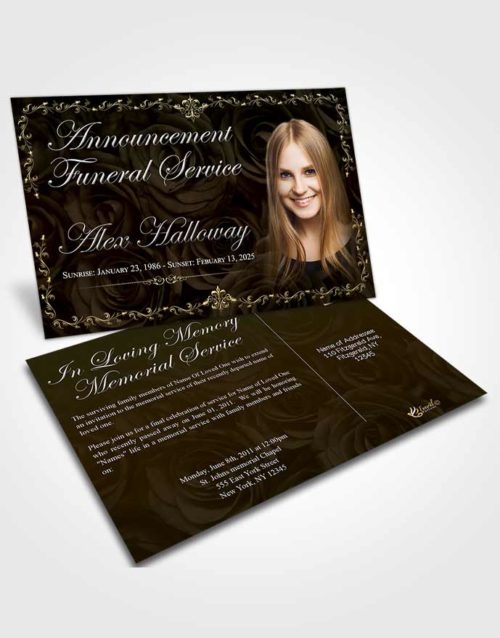 Funeral Announcement Card Template Pacific Afternoon Royal Rose