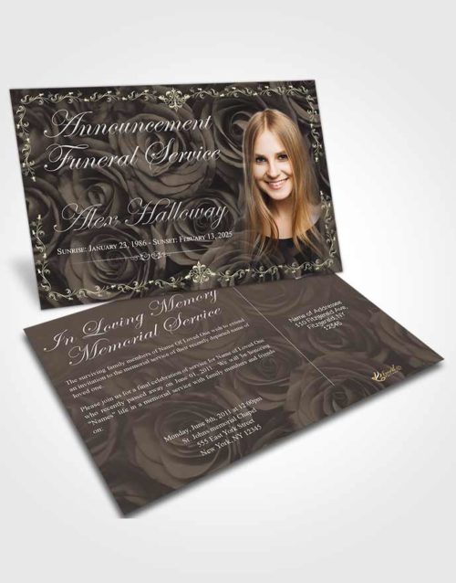 Funeral Announcement Card Template Quiet Afternoon Royal Rose