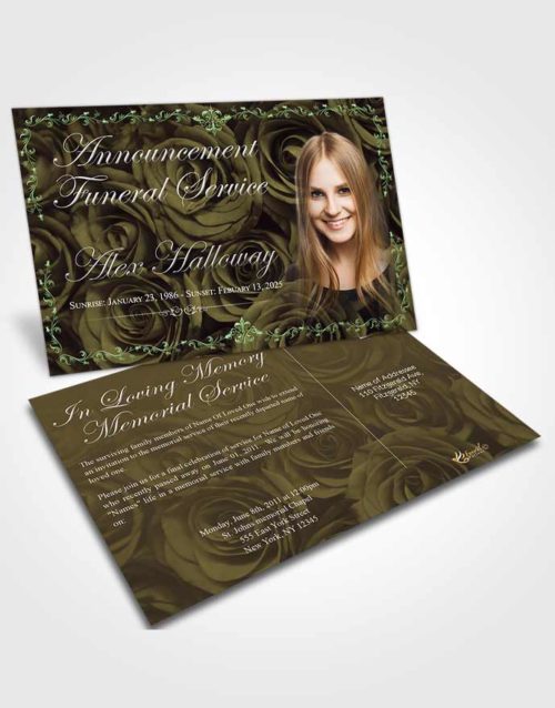 Funeral Announcement Card Template Respectful Afternoon Royal Rose