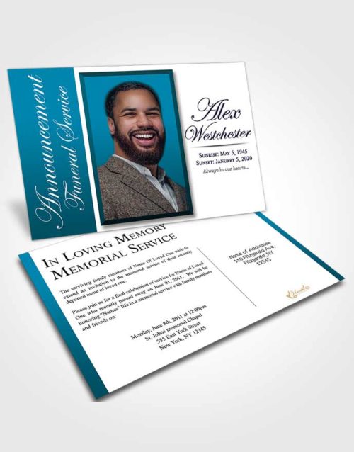 Funeral Announcement Card Template Sapphire Radiance