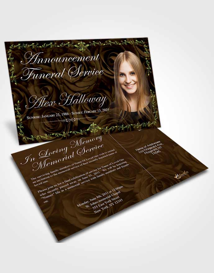 Funeral Announcement Card Template Serene Afternoon Royal Rose