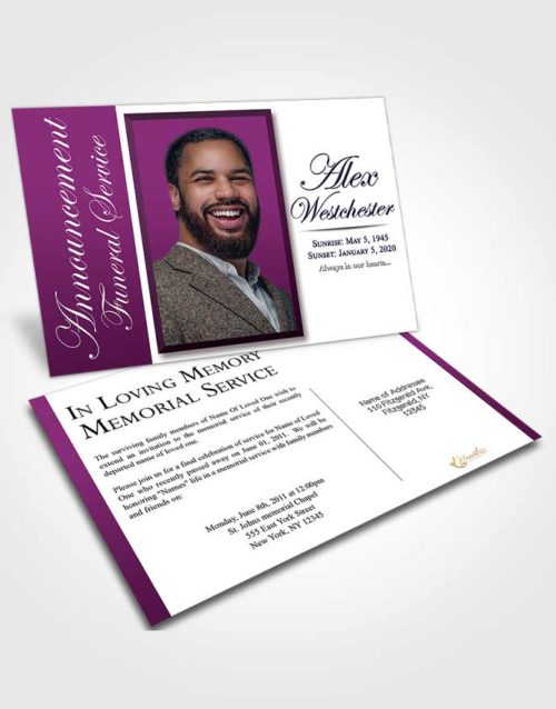 Funeral Announcement Card Template Serene Radiance