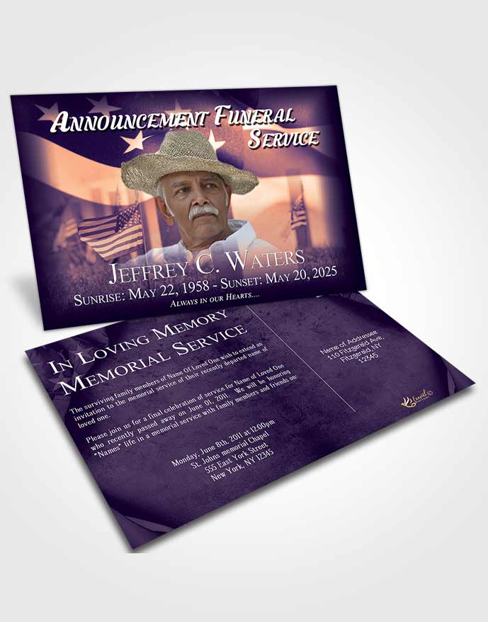 Funeral Announcement Card Template Smooth American Dream